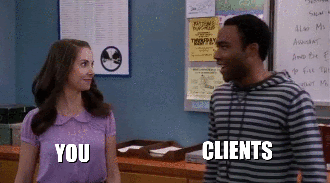 you and clients high fiving gif