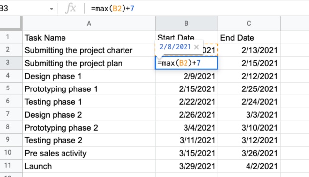 google spreadsheets for dependency