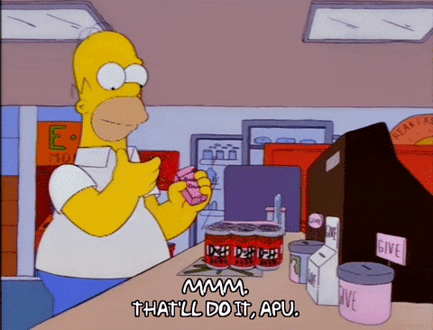 GIF of Homer Simpson at the store check out