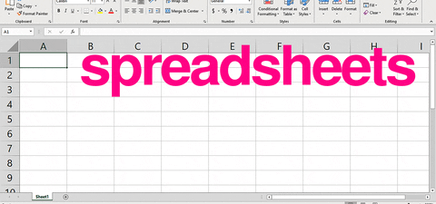 Spreadsheet with superimposed text