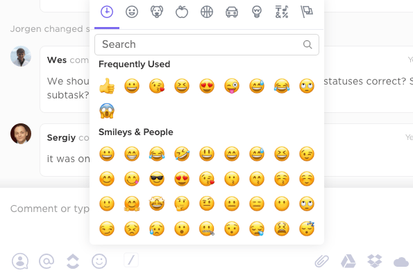 emoji selection screen