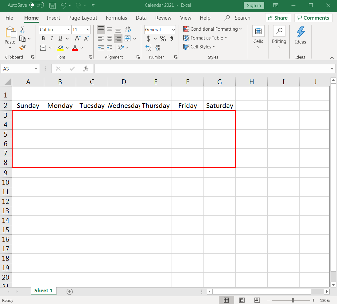 how to make an assignment calendar in excel
