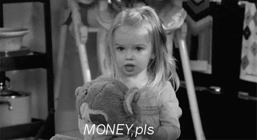 A toddler asking for more money GIF