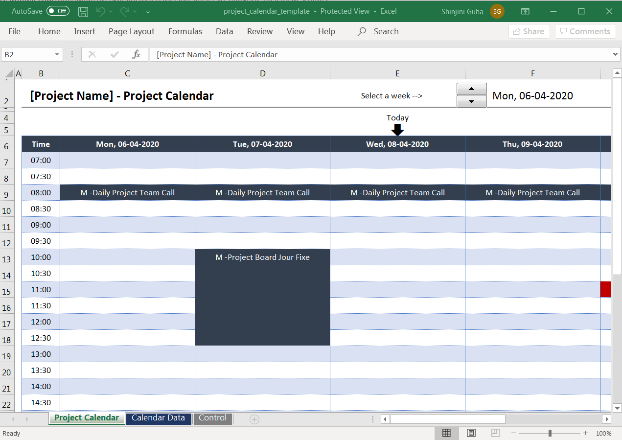 ms excel calendar template