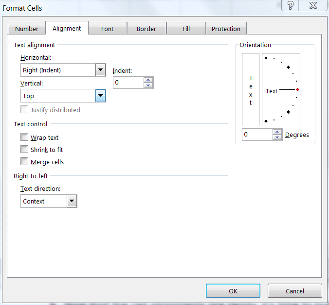 Finestra Formato celle di Excel