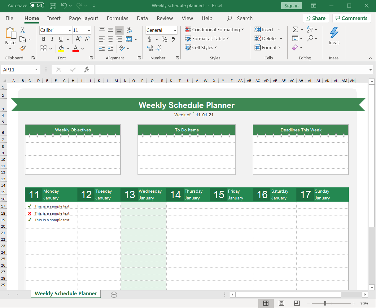 monthly calendar schedule template excel