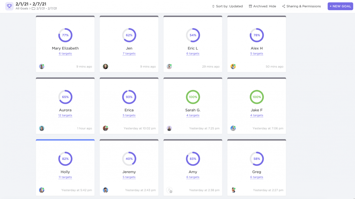 Image of Goal Setting in ClickUp