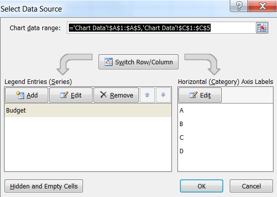 eje de categorías en excel