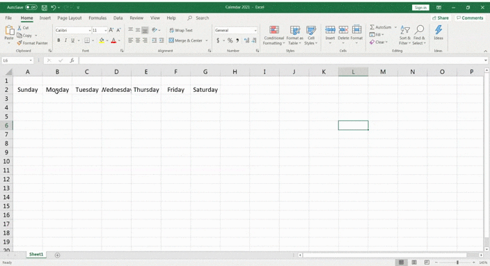 spreadsheet being formatted