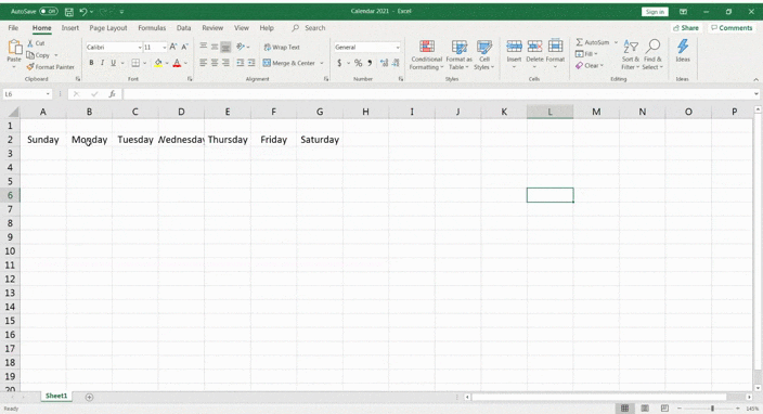 feuille de calcul en cours de formatage