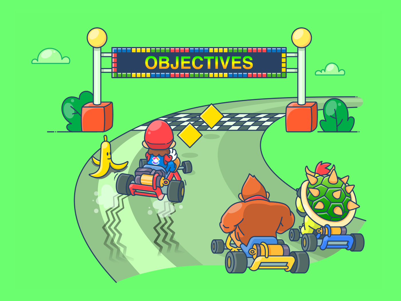 image of Mario and Donkey Kong kart racing