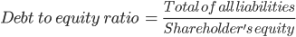 debt to equity ratio