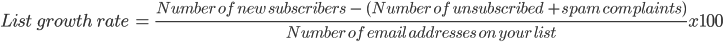 formule du taux de croissance de la liste