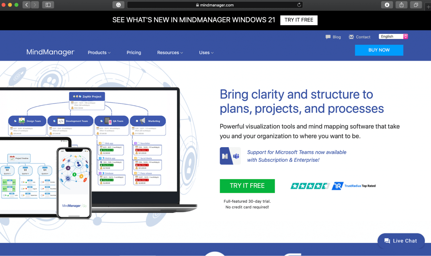 Halaman muka Mindjet MindManager