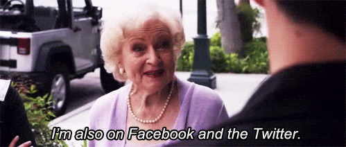 elderly lady saying I'm also on Facebook and Twitter
