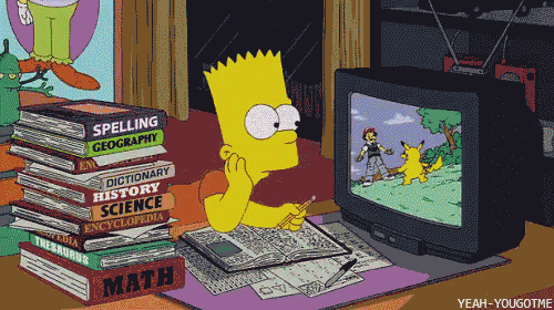 Bart Simpson watching Pokemon on TV