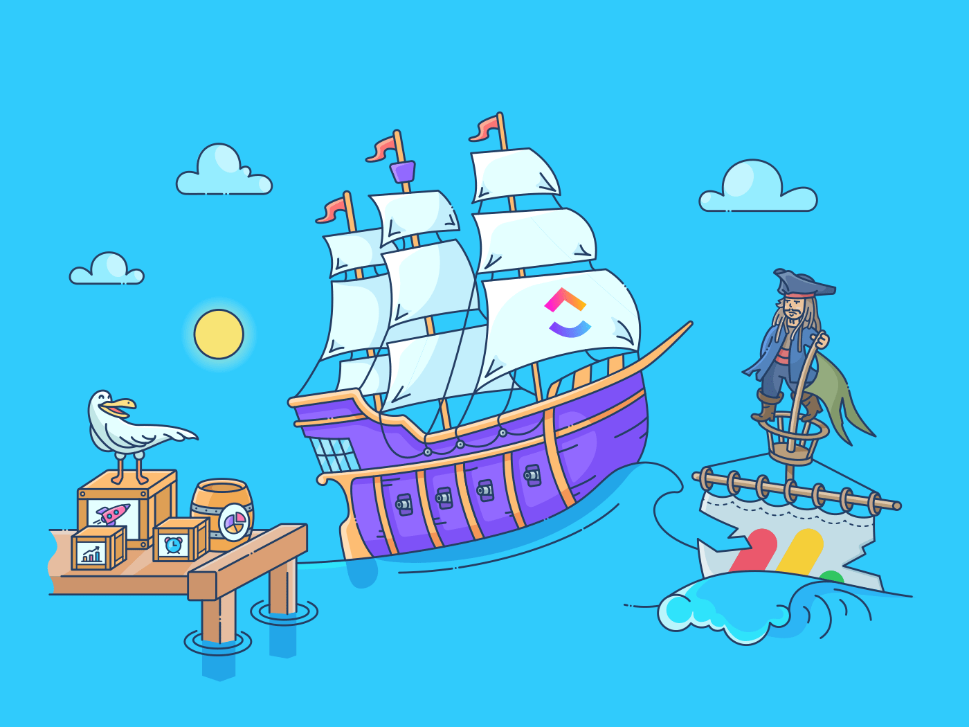 ClickUp pirate ship