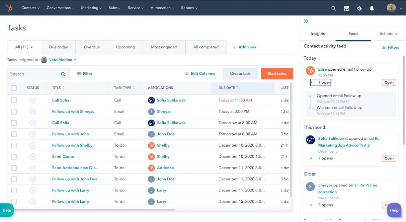 HubSpot Task Management Software