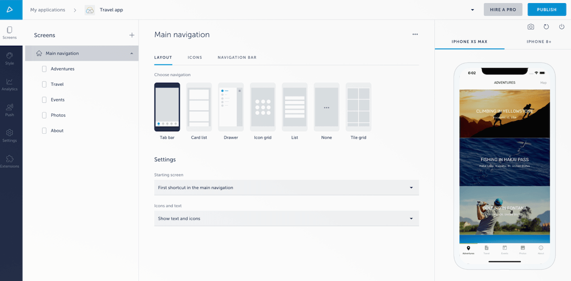 L'application web Shoutem