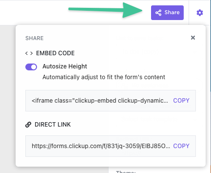 share form in clickup