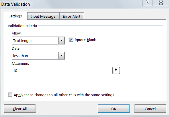 data validation in excel