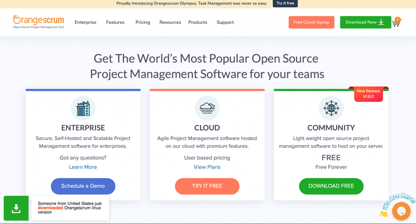 orangescrum landing page