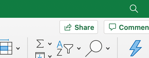 share button in excel