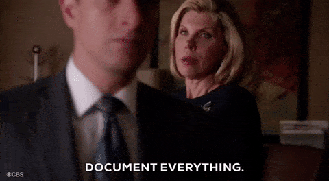 a woman saying document everything