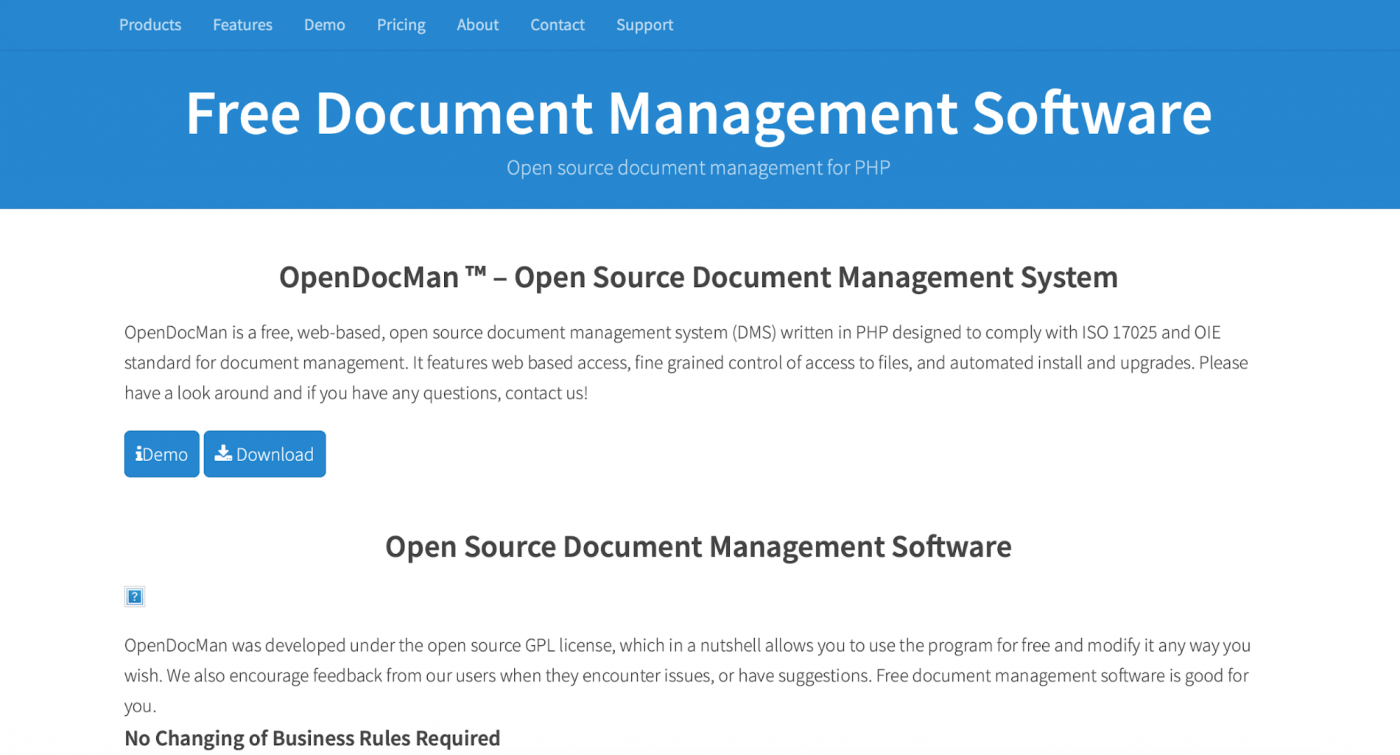 opendocman Landing Page