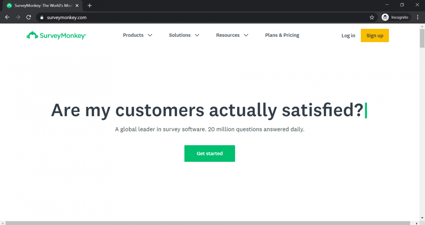 survey monkey landing page