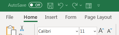 form button in quick access toolbar