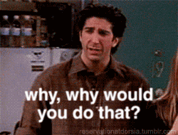 Ross from Friends asking why would you do that