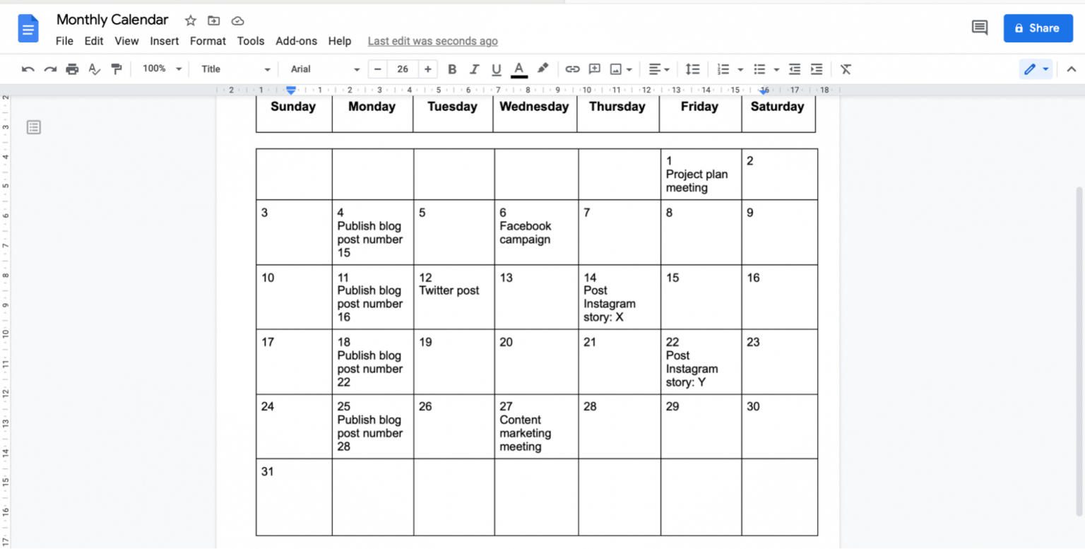 How To Make A Calendar In Google Docs 2023 Guide Templates ClickUp