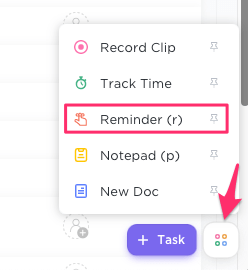 creating reminders in clickup