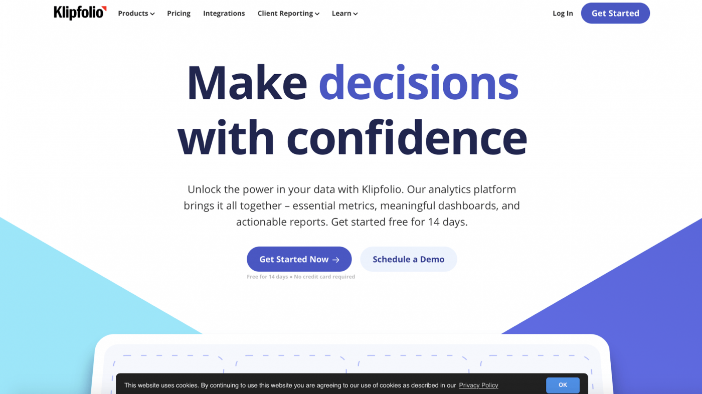 klipfolio landing page