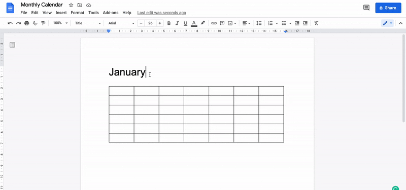 adding dates and tasks in Google Doc