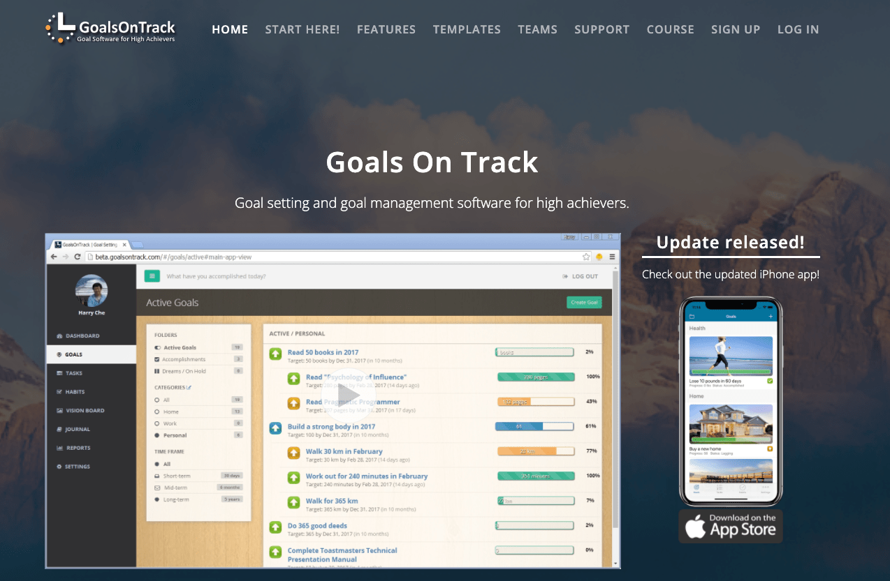 Goals On Track-Startseite