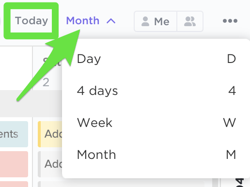 Calendar view options in ClickUp's mobile app