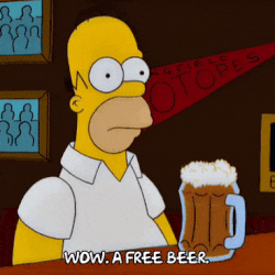 Homer Simpson saying wow a free beer