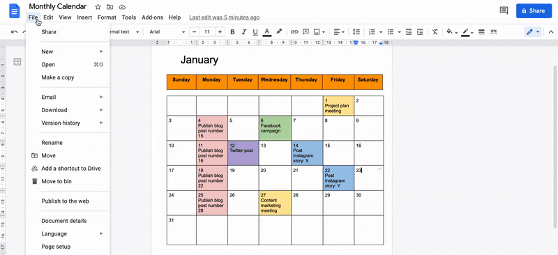 How to Make a Calendar in Google Docs (2023 Guide + Templates) | ClickUp