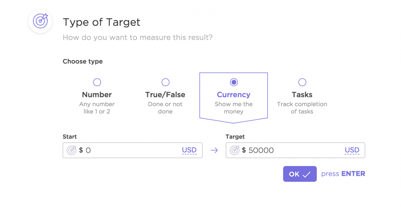 jenis-jenis target di ClickUp