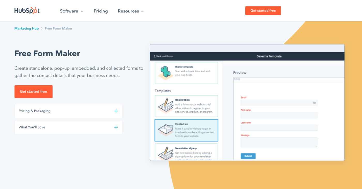 hubspot form builder