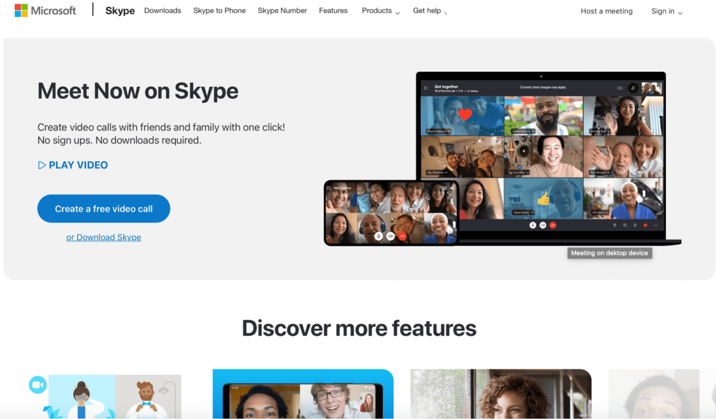 microsoft skype create a free video call homepage