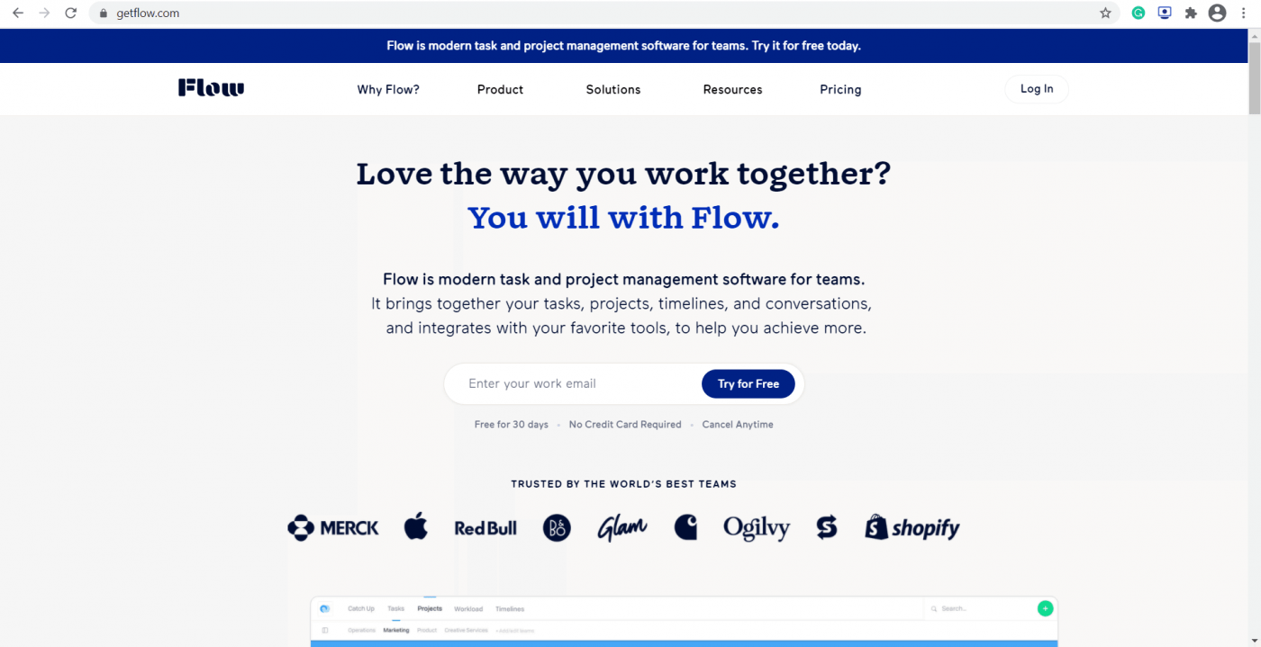 flow home page