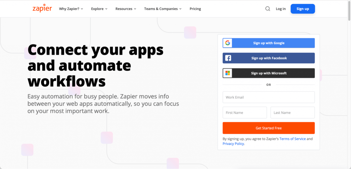 zapier homepage