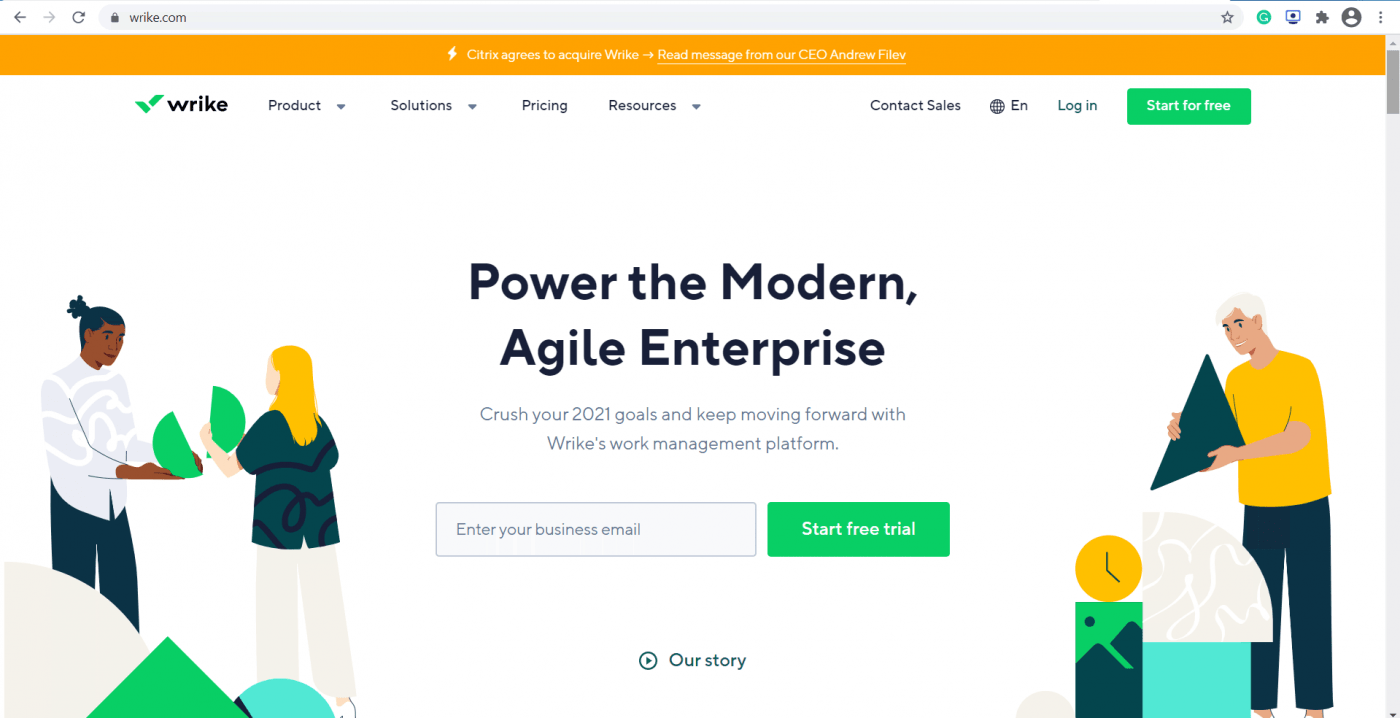 wrike startpagina