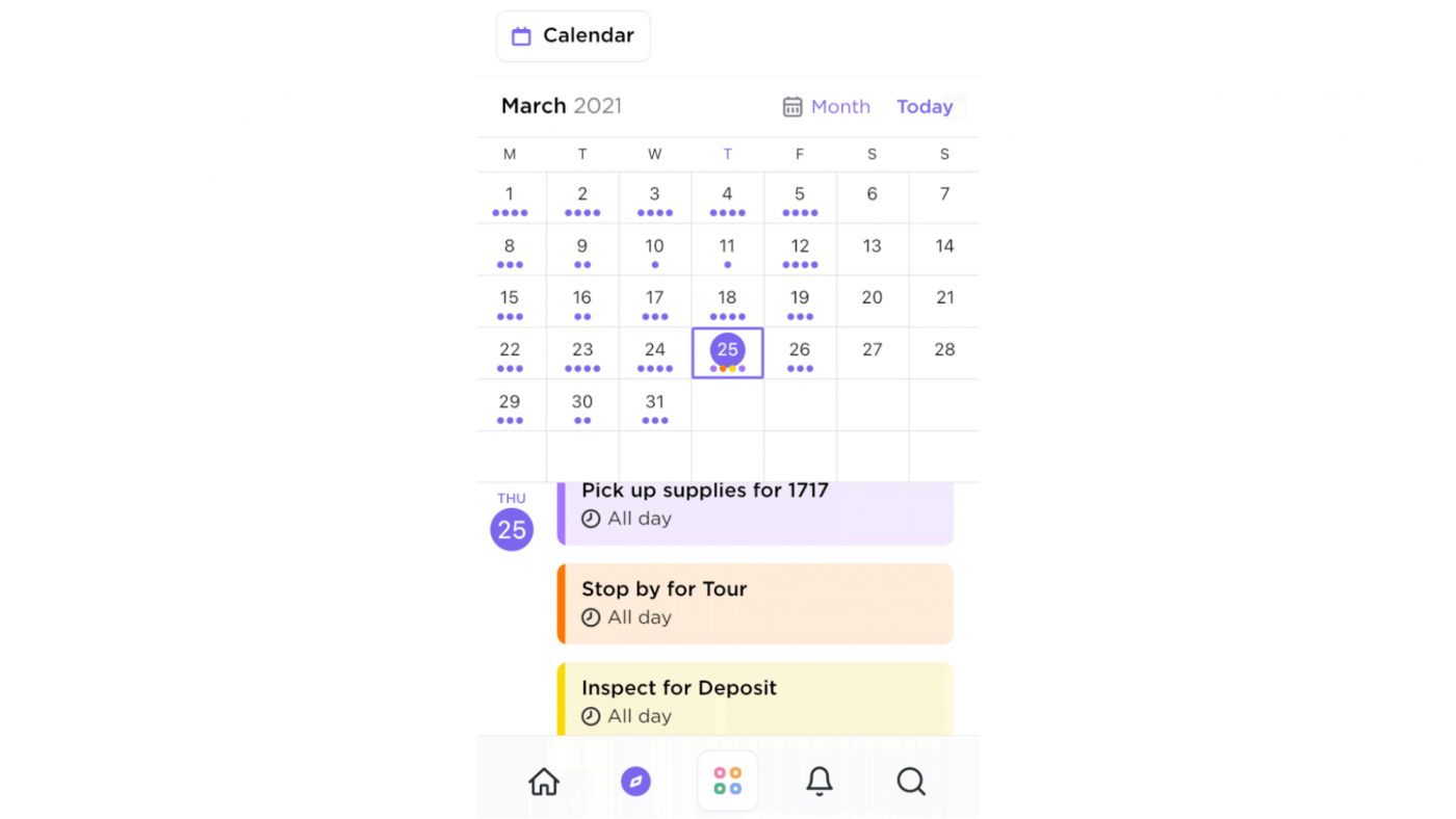 clickup mobiele kalender