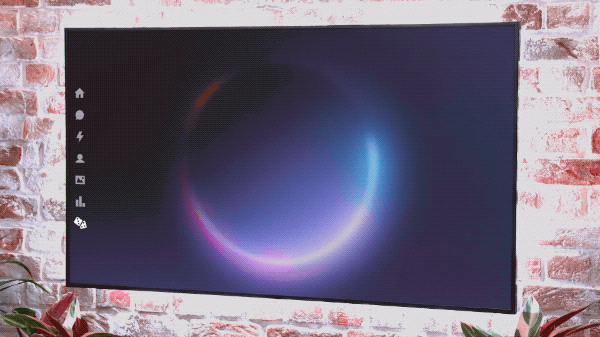 tv mounted on wall with welcome to the circle graphic