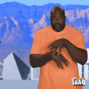 Shaq in an orange shirt saying today is the day