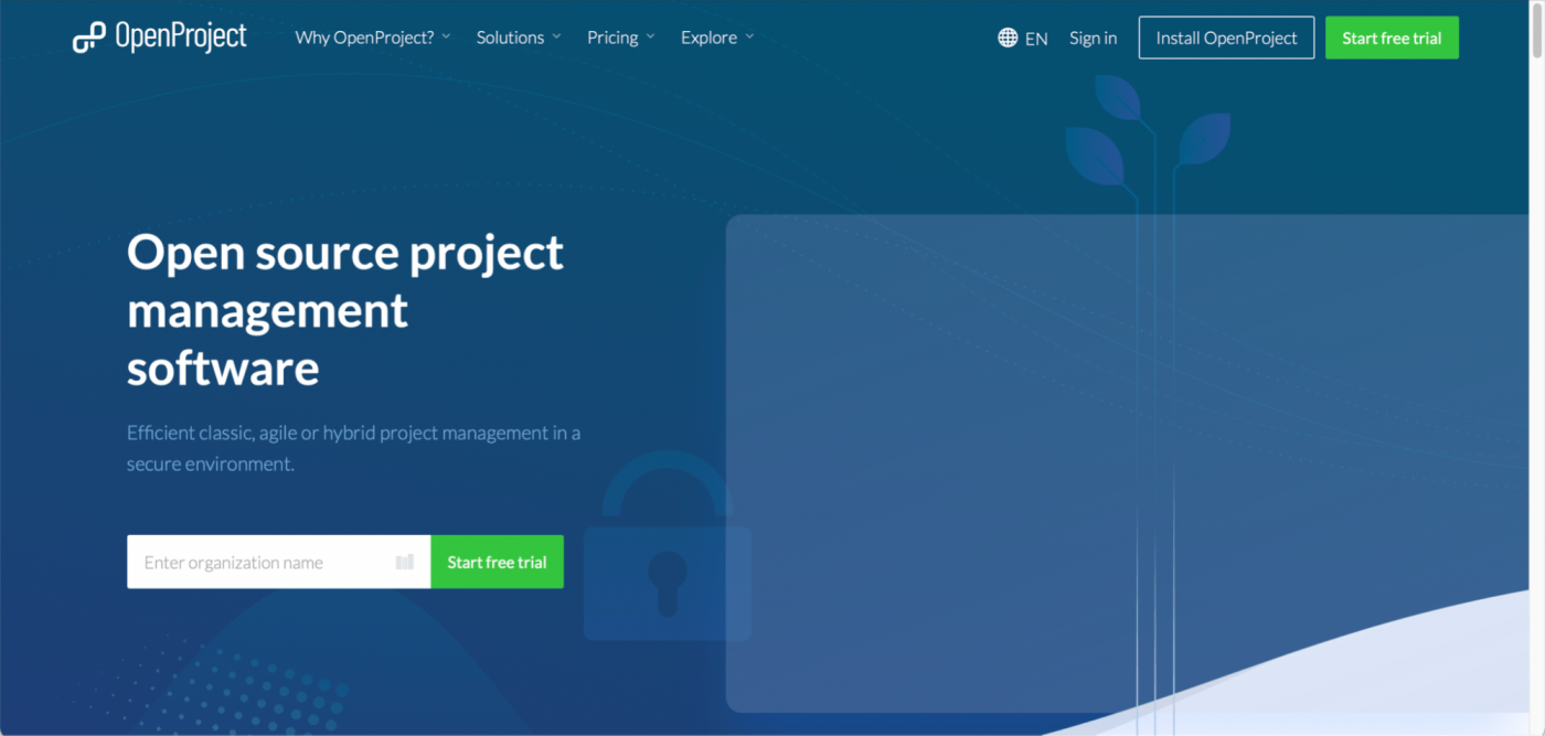 open project home page